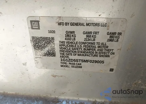 2021 Chevrolet Malibu Fwd Lt from USA, damaged, VIN 1G1ZD5ST5MF029005